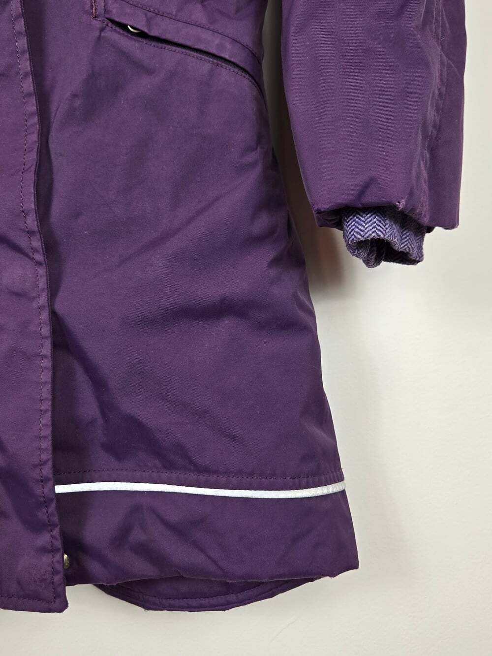 Iviva By Lululemon Girl 6 Purple Hooded winter Jacket Reflective Long Coat Parka - Picture 4 of 12